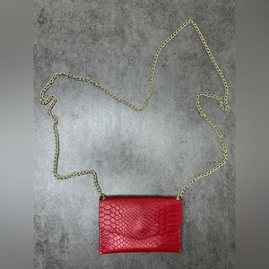 Ava + Kris Meg Ruby Red Faux Snake Skin Crossbody / Evening Bag